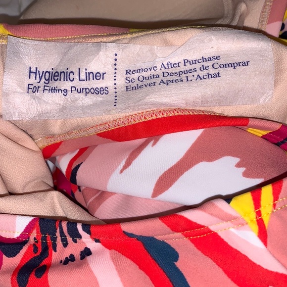 Kona Sol One Piece Swimsuit lined bathing suit, in Yellow Red Blue Pink & White - Picture 9 of 10